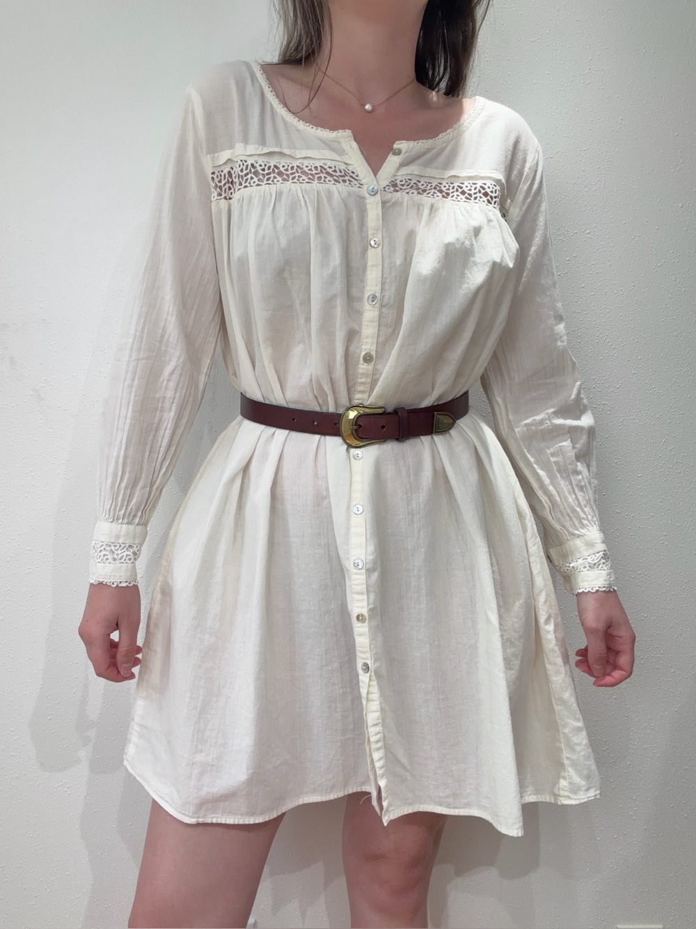 Vintage White Cotton Prairie Dress